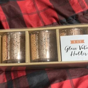 Rose Gold Pink Glass Votive Candle Holders